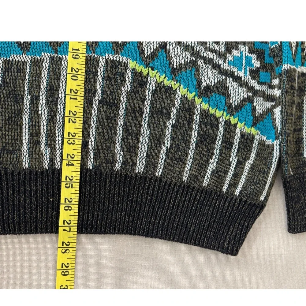 Vintage Paolo da Barberino V-Neck Sweater Mens Large Geometric